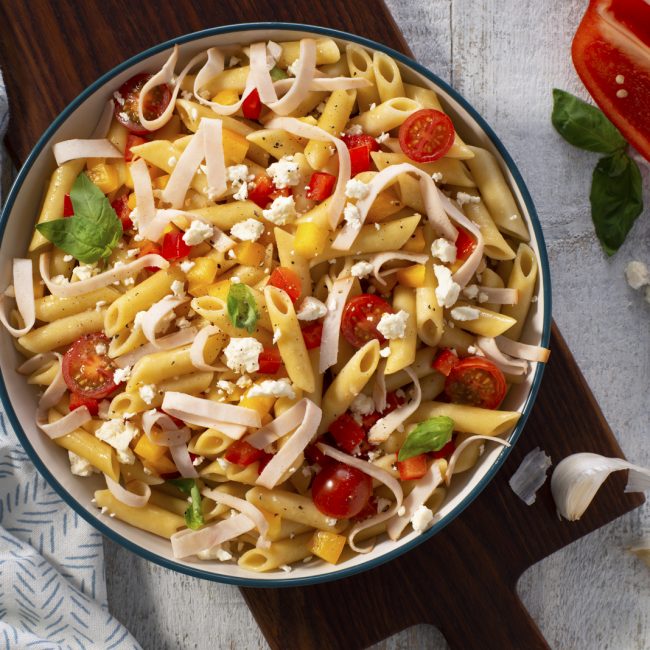 Penne Pasta Salad with Julienned Chicken
