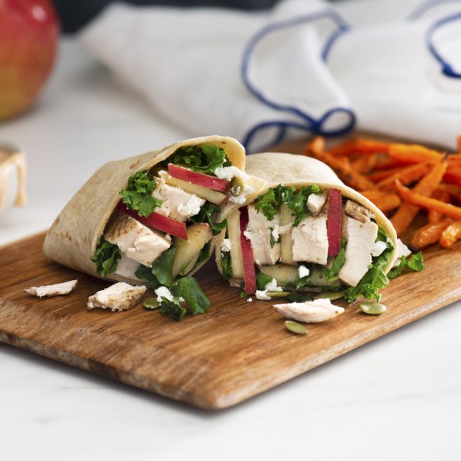 Spiced Chicken Wrap with Carrot Fries