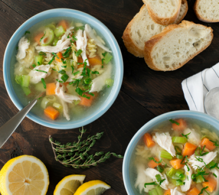 Slow-Cooker Chicken Soup with Lemon & Orzo